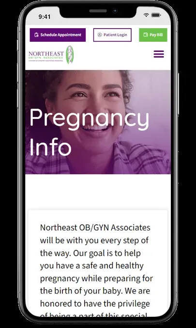 Northeast OB/GYN Associates: The Solution, mobile view 1
